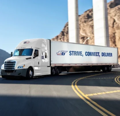 North American commercial fleet truck operating with new wholesale tires