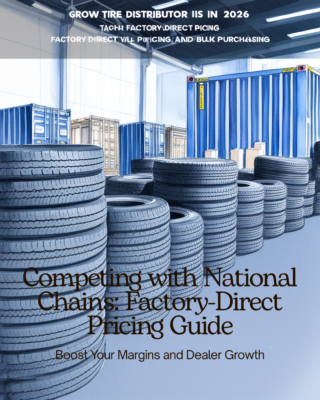 large tire distribution warehouse in the USA with bulk brand new tire inventory