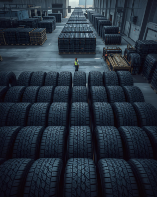 cargo ship delivering container of wholesale tires to Canadian port